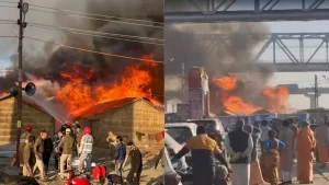 प्रयागराज में सिलेंडर विस्फोट से लगी भीषण आग